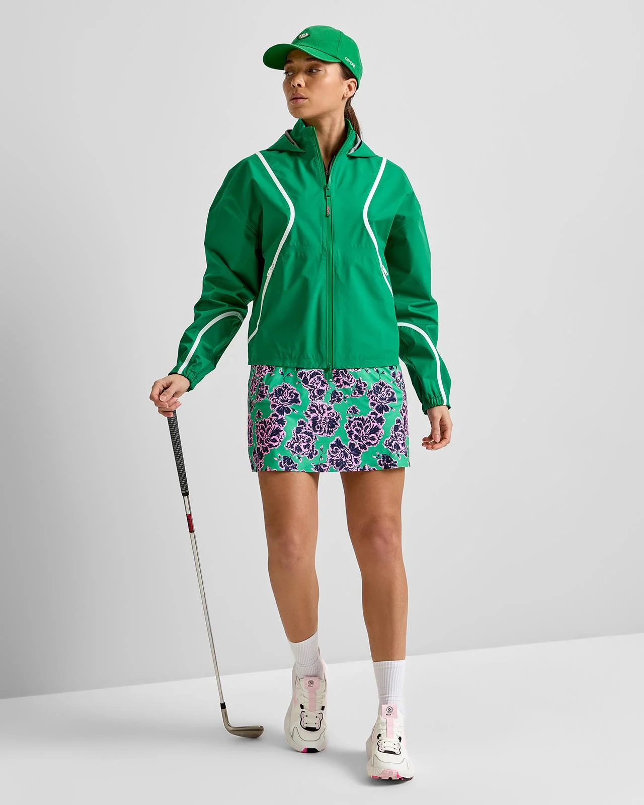 Paneled Waterproof Hooded Jacket Dark Clover - Image 3
