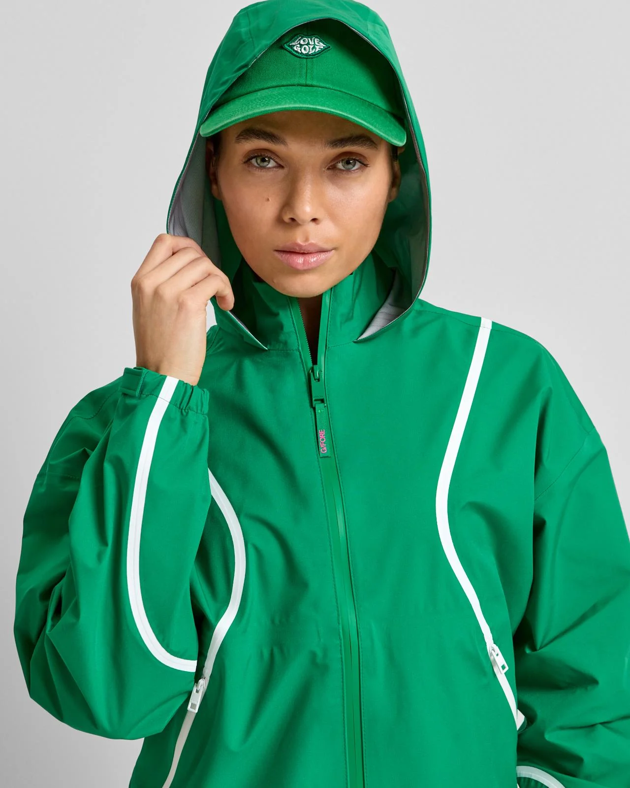Paneled Waterproof Hooded Jacket Dark Clover - Image 5
