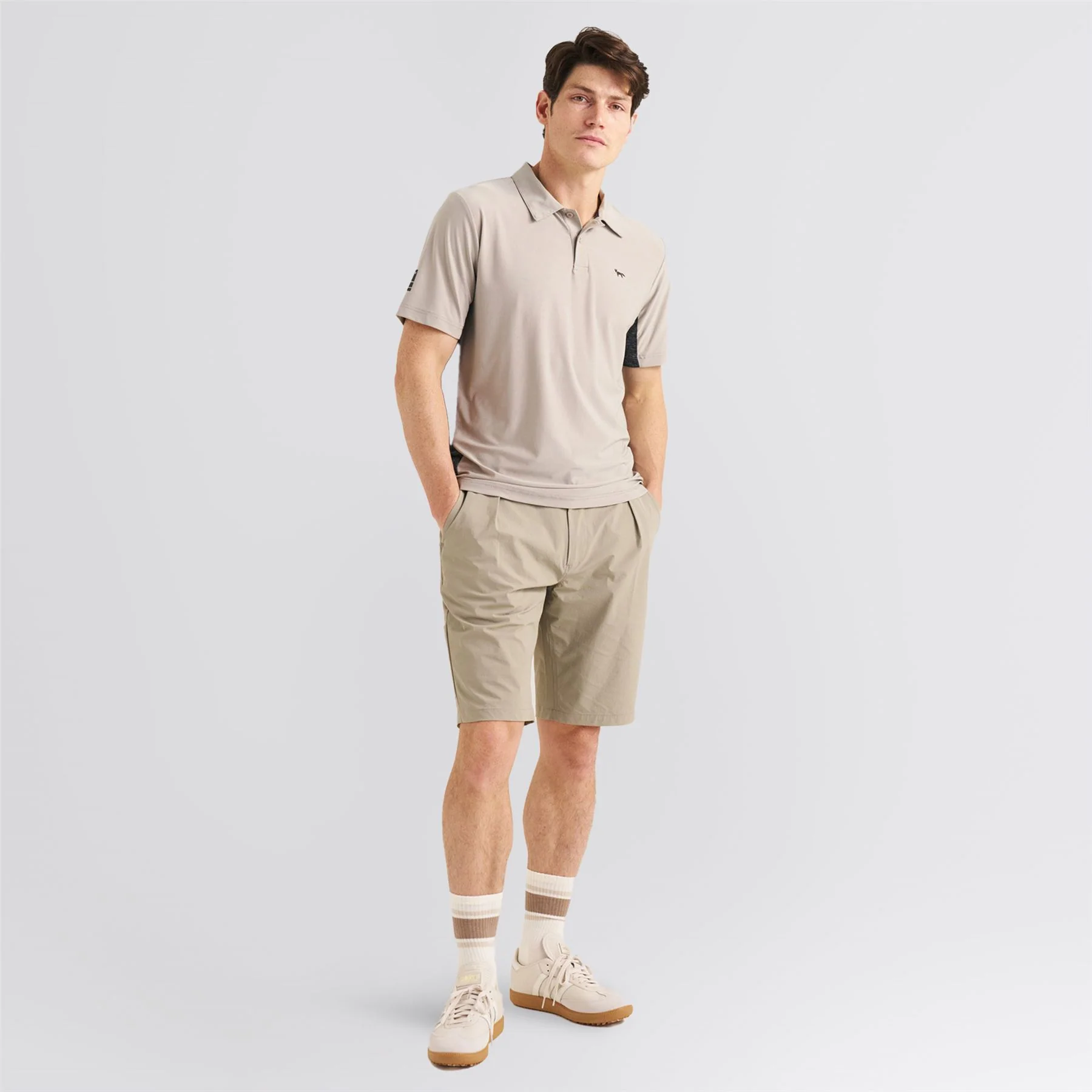 Panelled Mesh Polo Beige - Image 3