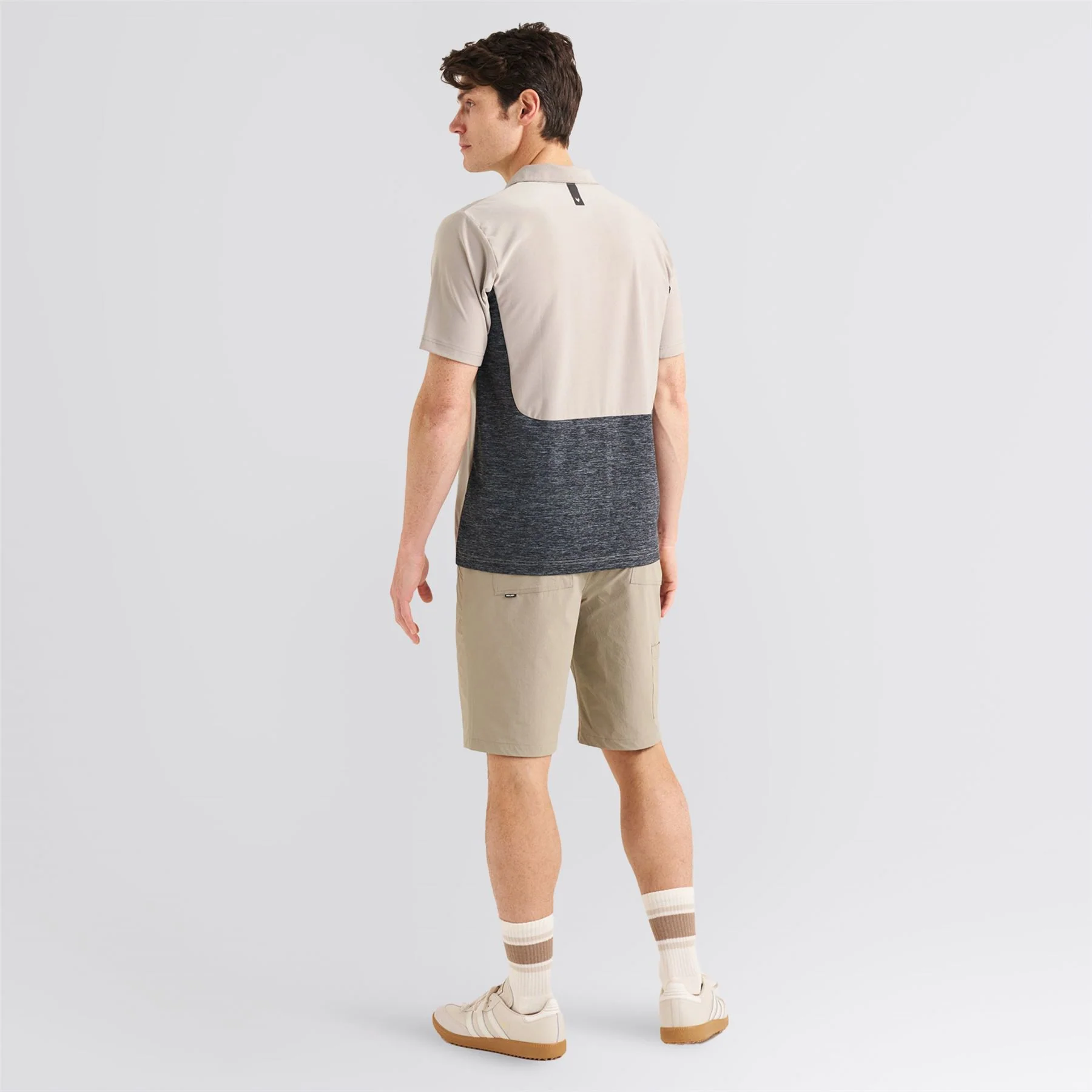 Panelled Mesh Polo Beige - Image 4