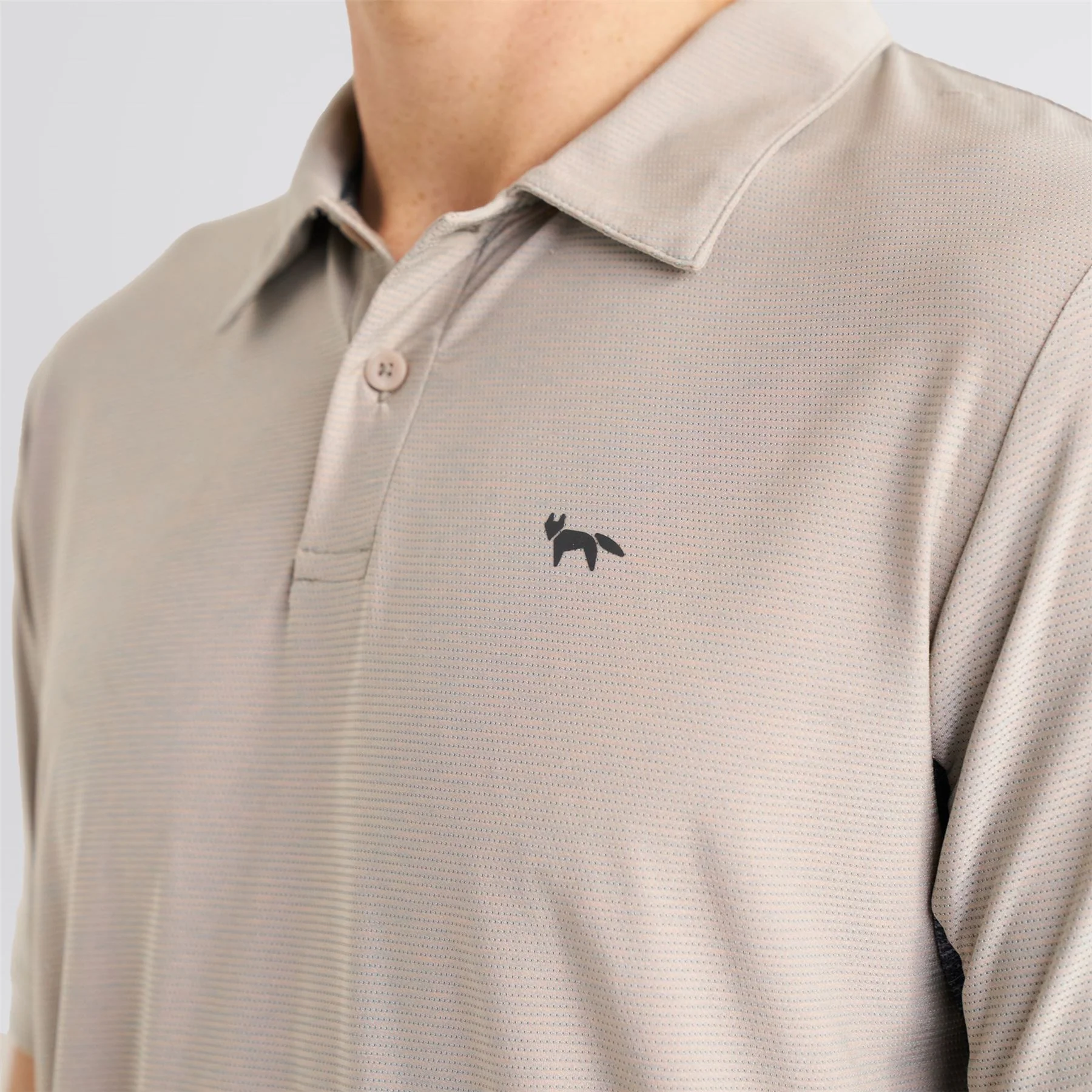 Panelled Mesh Polo Beige - Image 5