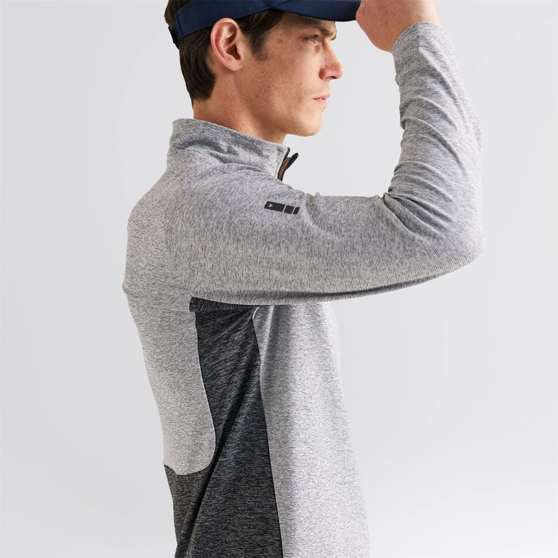 Panelled Mesh Quarter Zip Mid Layer Sage - Image 5