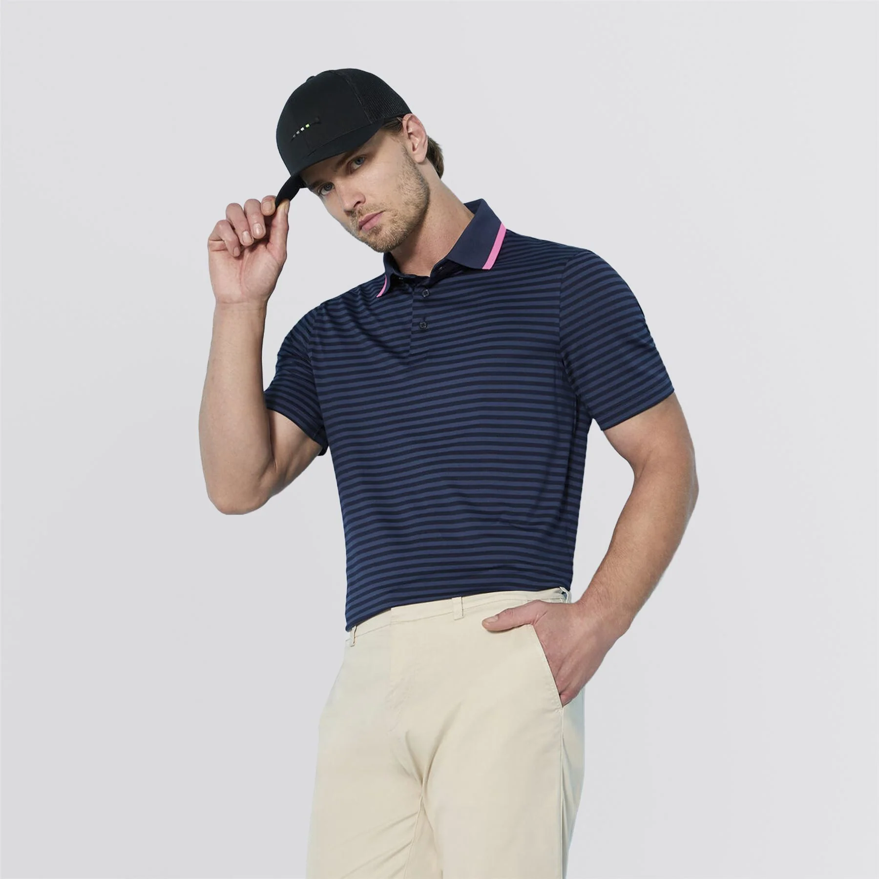 Perforated Stripe Polo Twilight - Image 5
