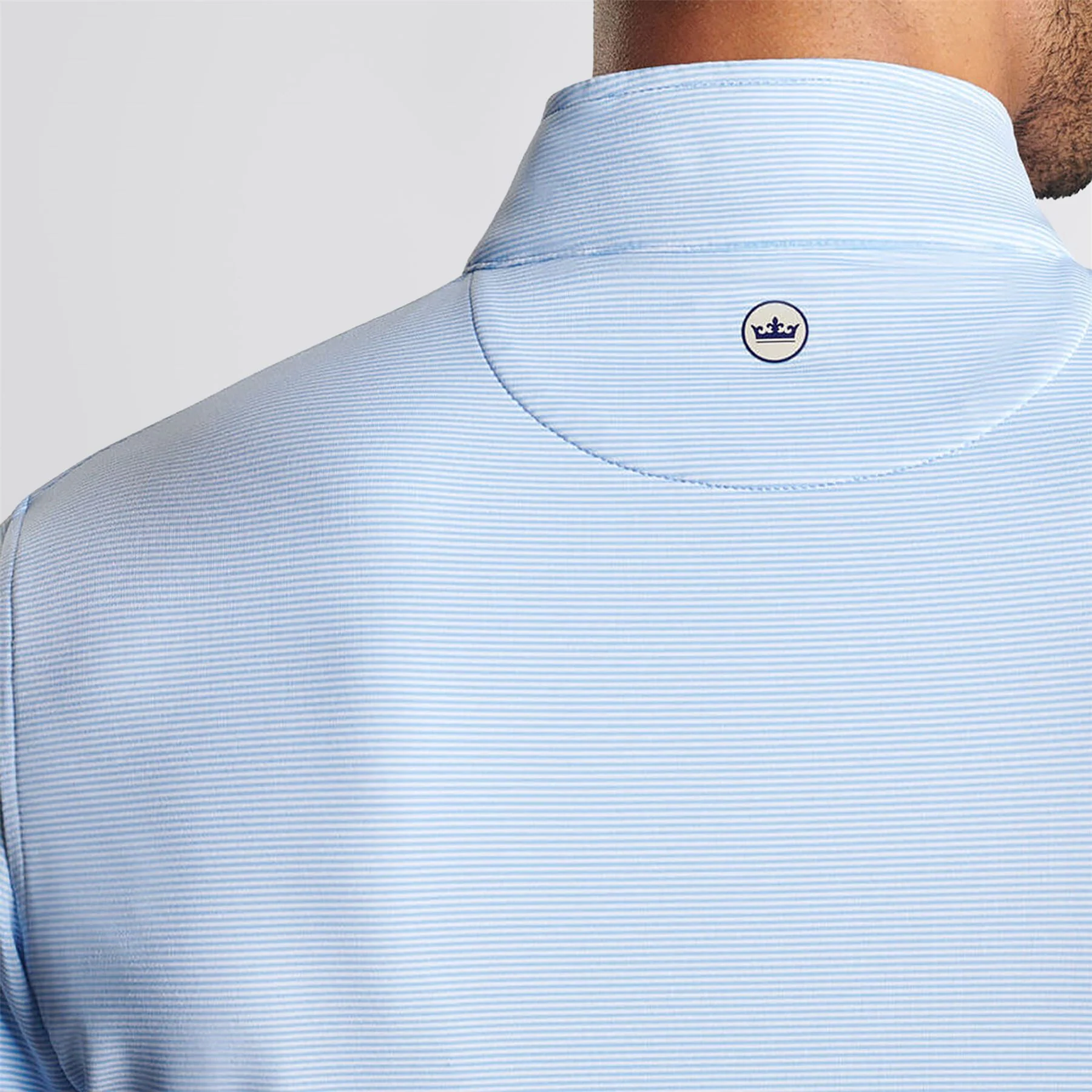 Perth Mini Stripe Quarter Zip Mid Layer Cottage Blue/White - Image 5