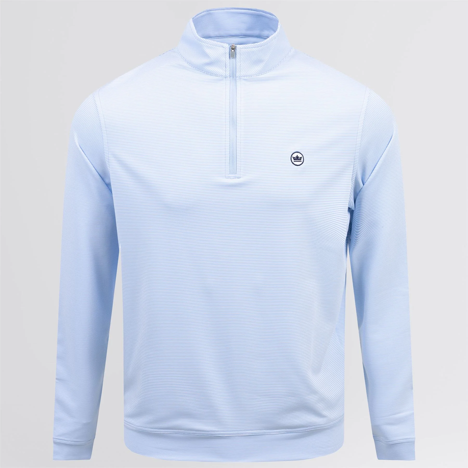 Perth Mini Stripe Quarter Zip Mid Layer Cottage Blue/White - Image 7