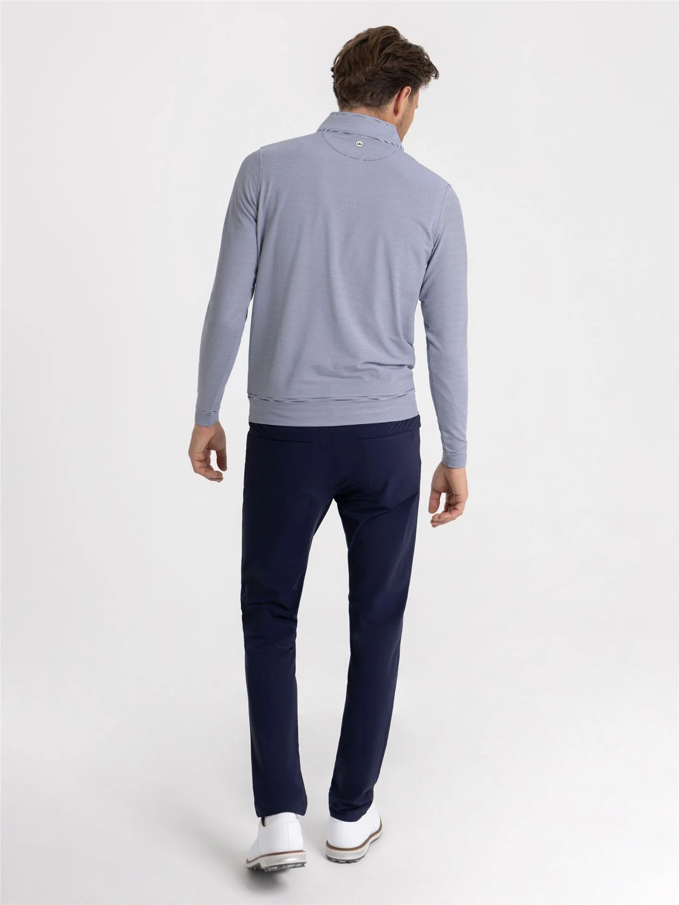 Perth Mini Stripe Quarter Zip Mid Layer Navy/White - Image 4