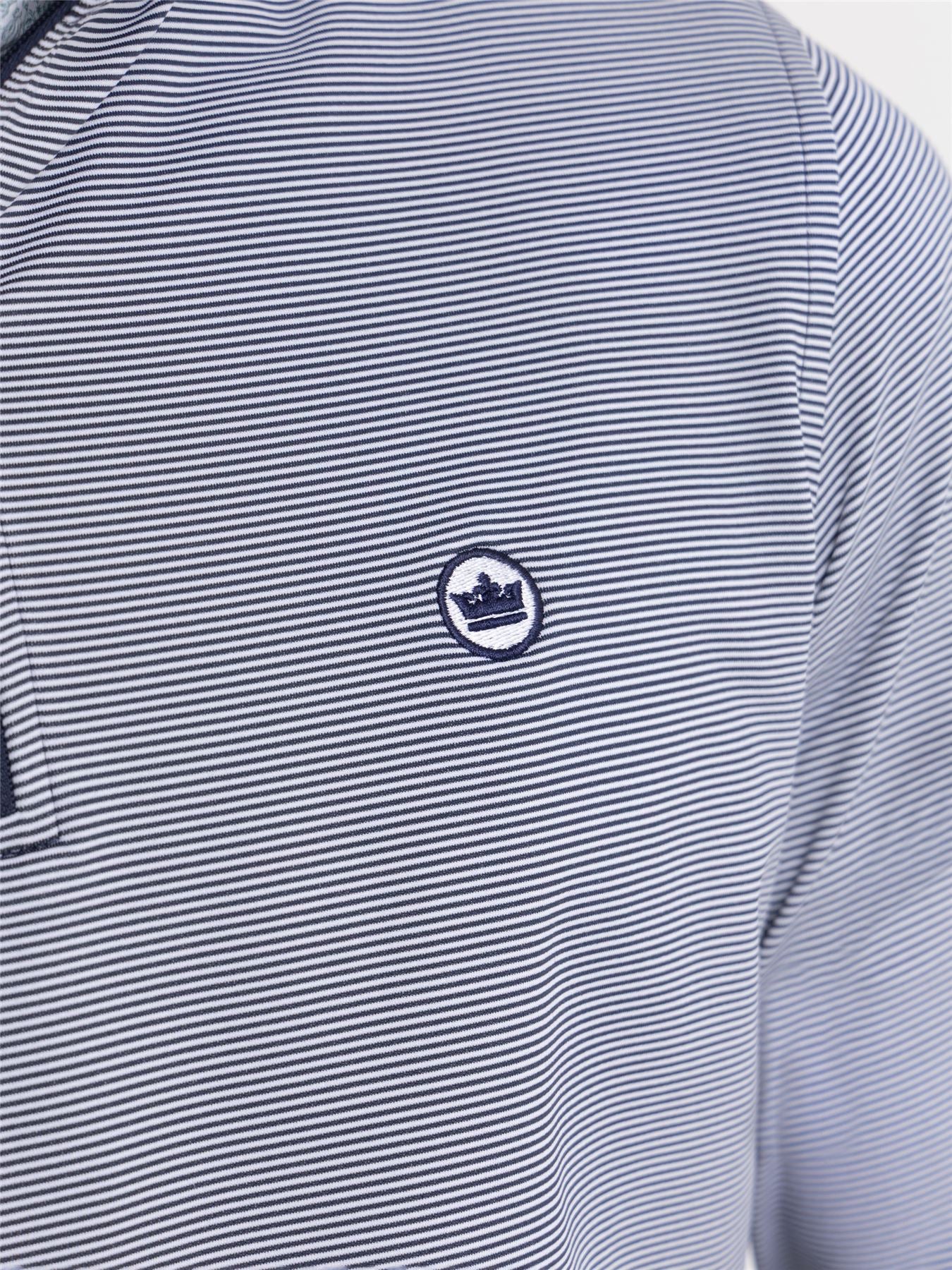 Perth Mini Stripe Quarter Zip Mid Layer Navy/White - Image 5