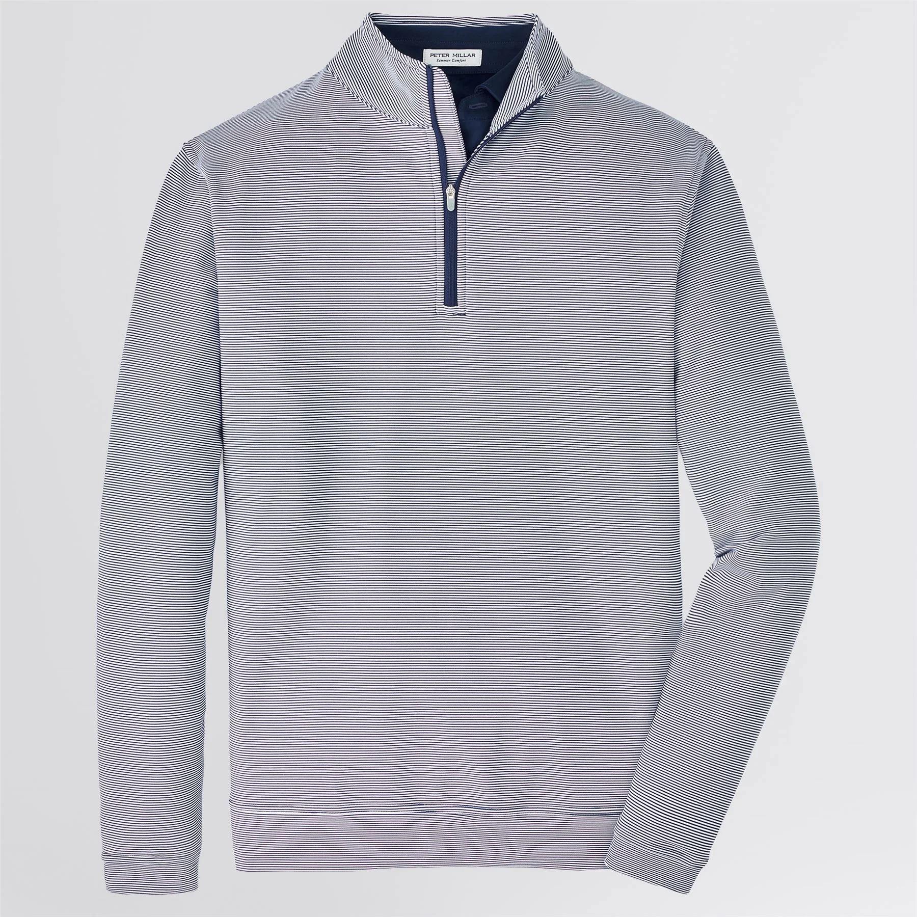 Perth Mini Stripe Quarter Zip Mid Layer Navy/White - Image 9