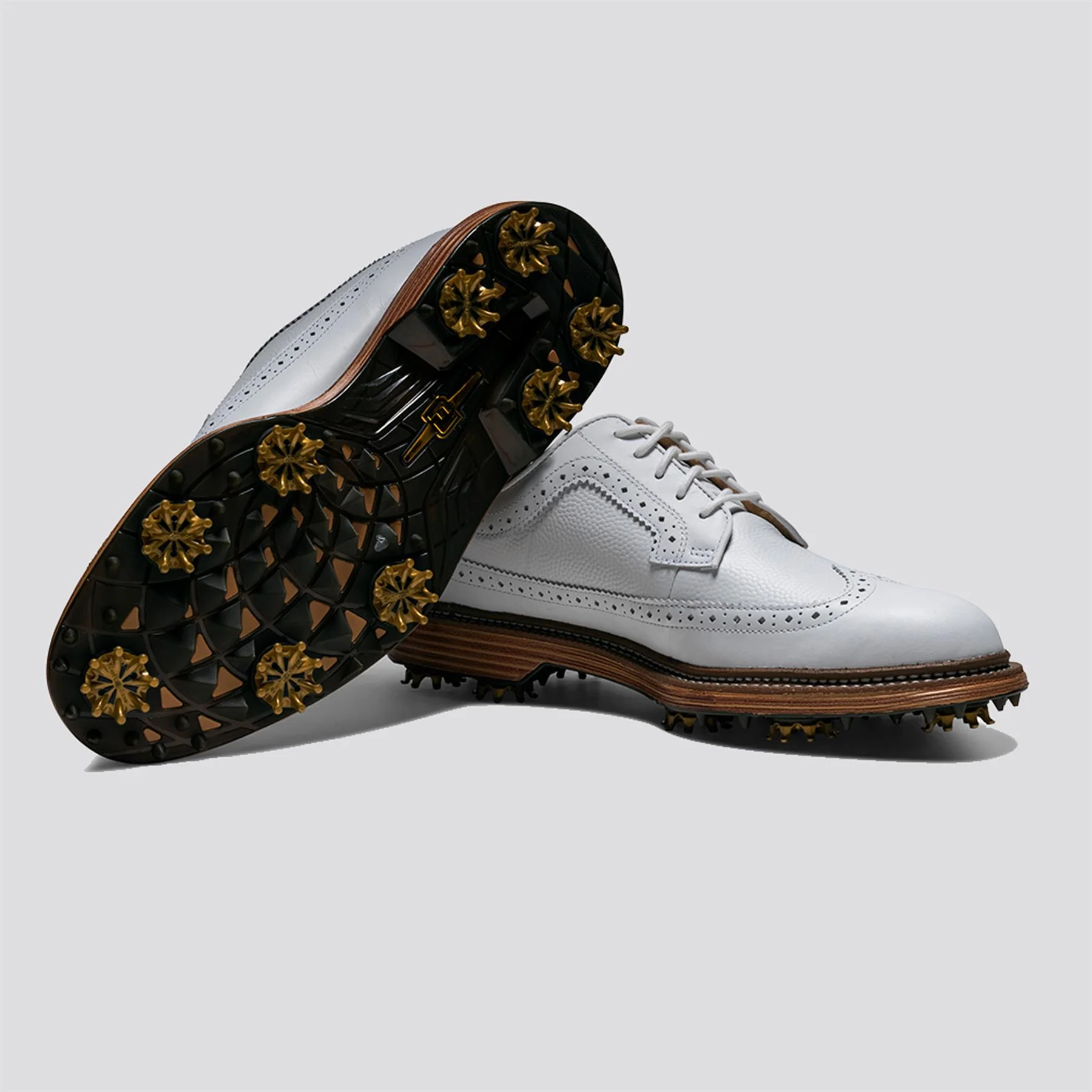 Premier Series Marquis Spiked Golf Shoes White/Brown - Image 4