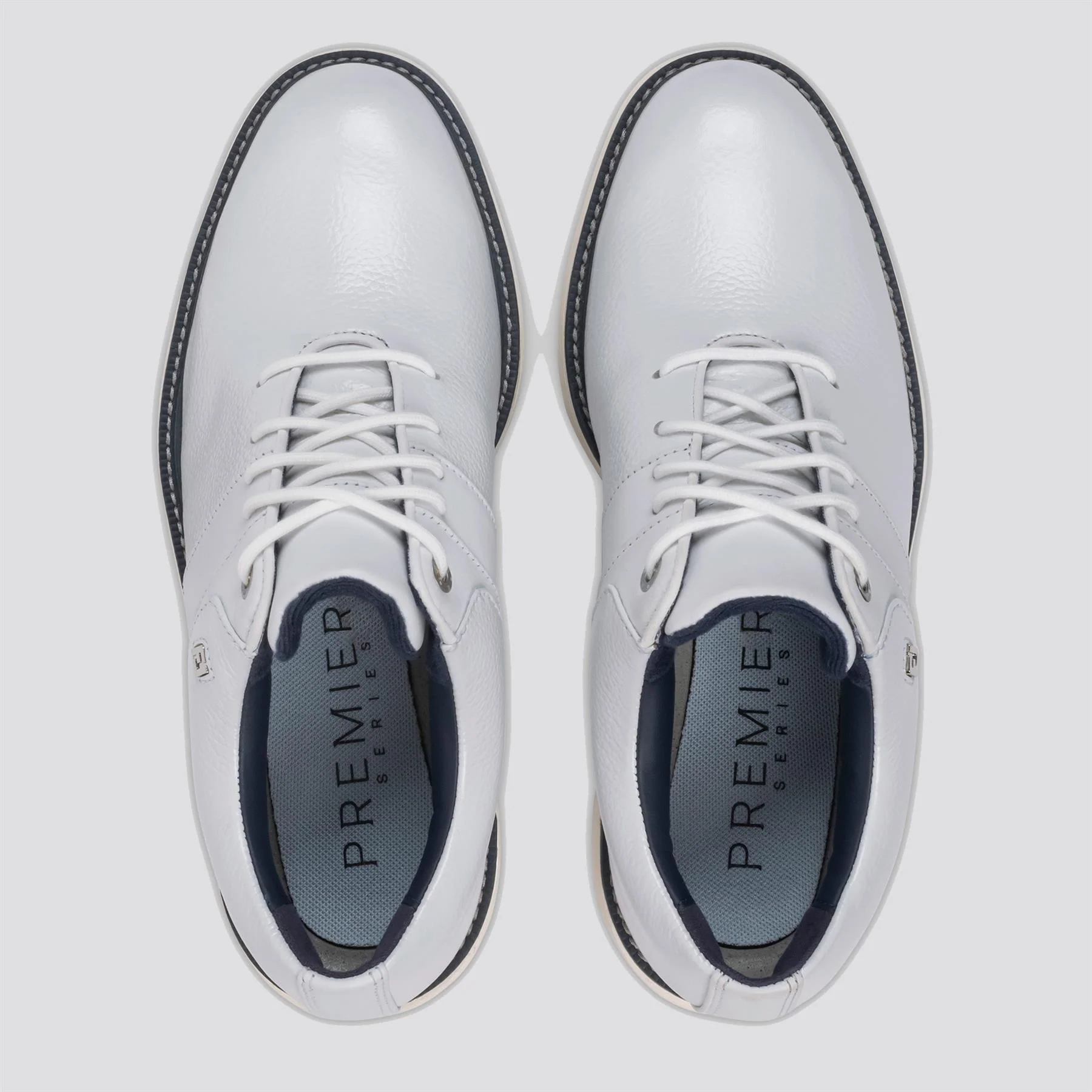 Premier Series Packard Spiked Wide Golf Shoes White/Navy - Image 4