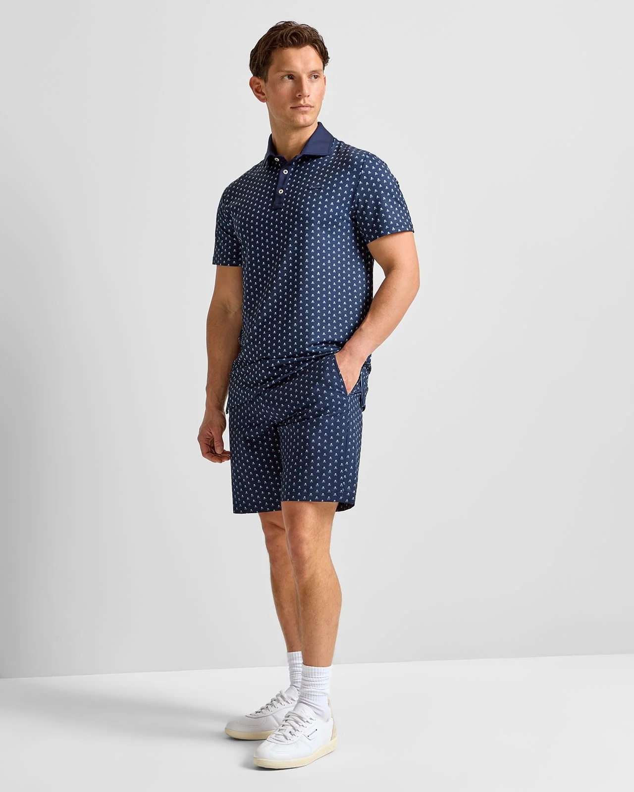 RLX Tailored Fit Airflow Polo Refined Navy Skull And Clubs - Image 3