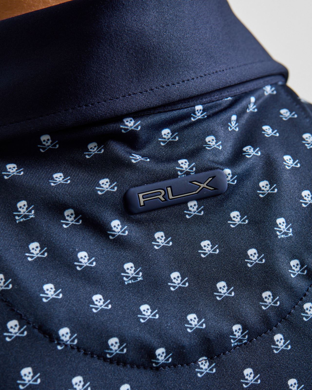 RLX Tailored Fit Airflow Polo Refined Navy Skull And Clubs - Image 6