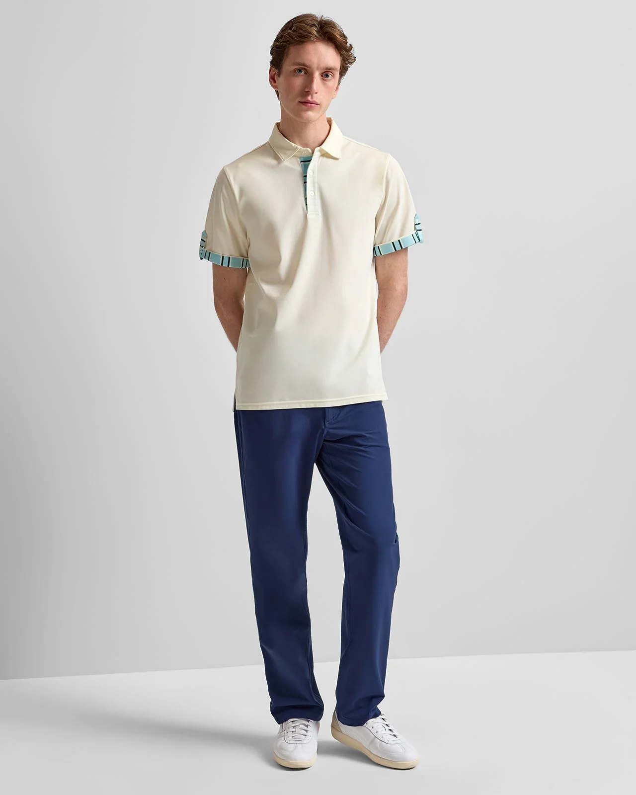 Roll Sleeve Polo Blue Vintage Stripe - Image 3