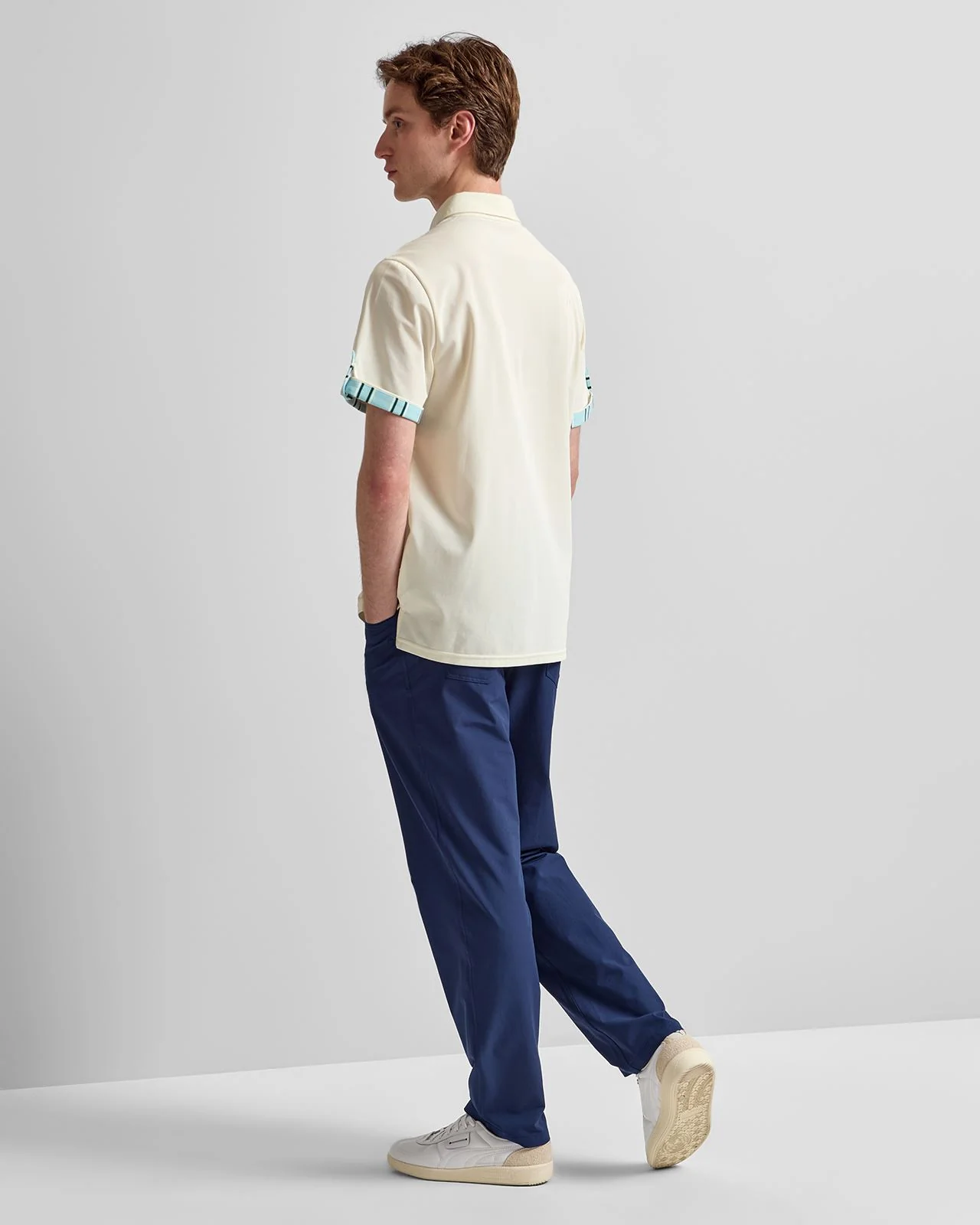 Roll Sleeve Polo Blue Vintage Stripe - Image 4