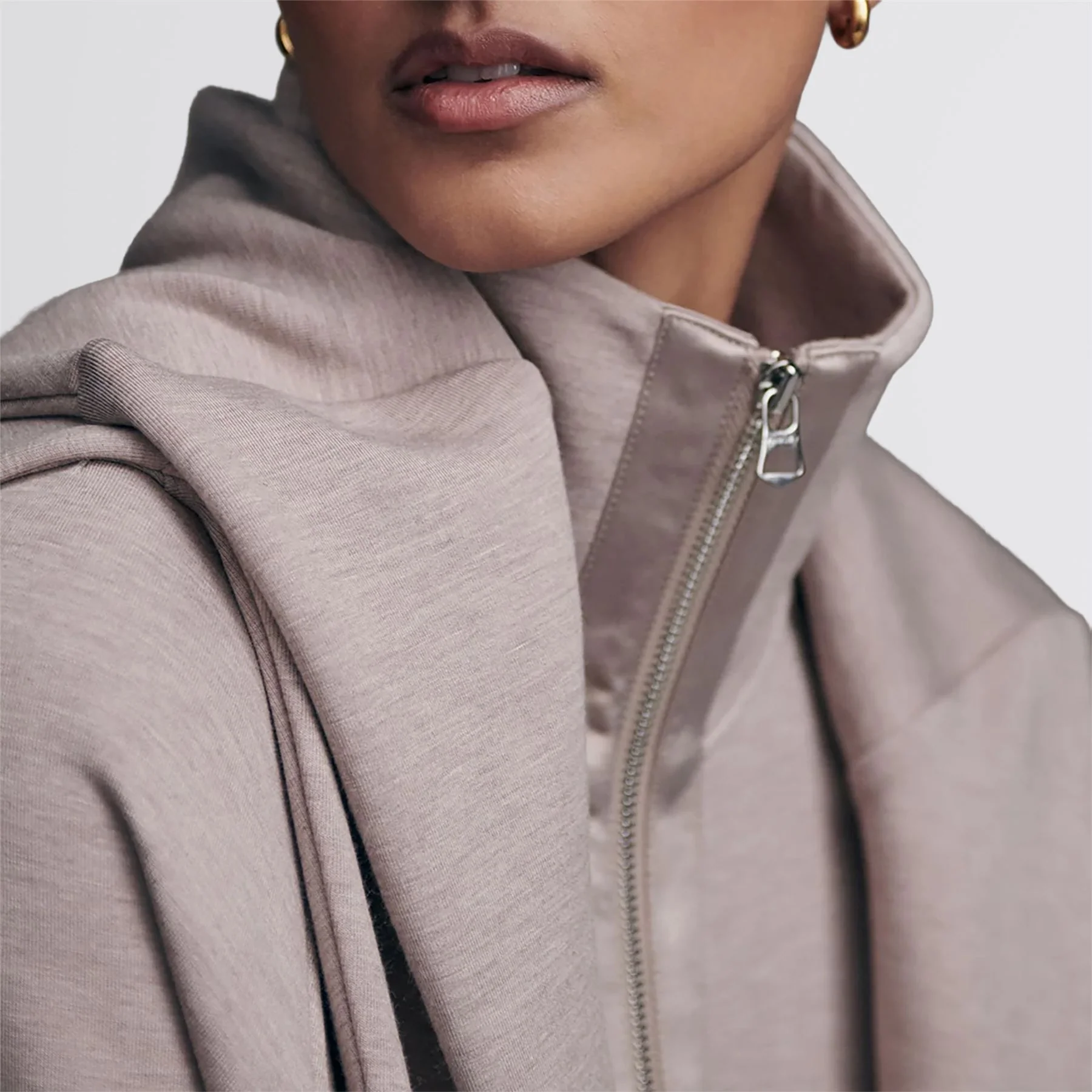 Roxbury Sweat Zip Through Taupe Marl - Image 4