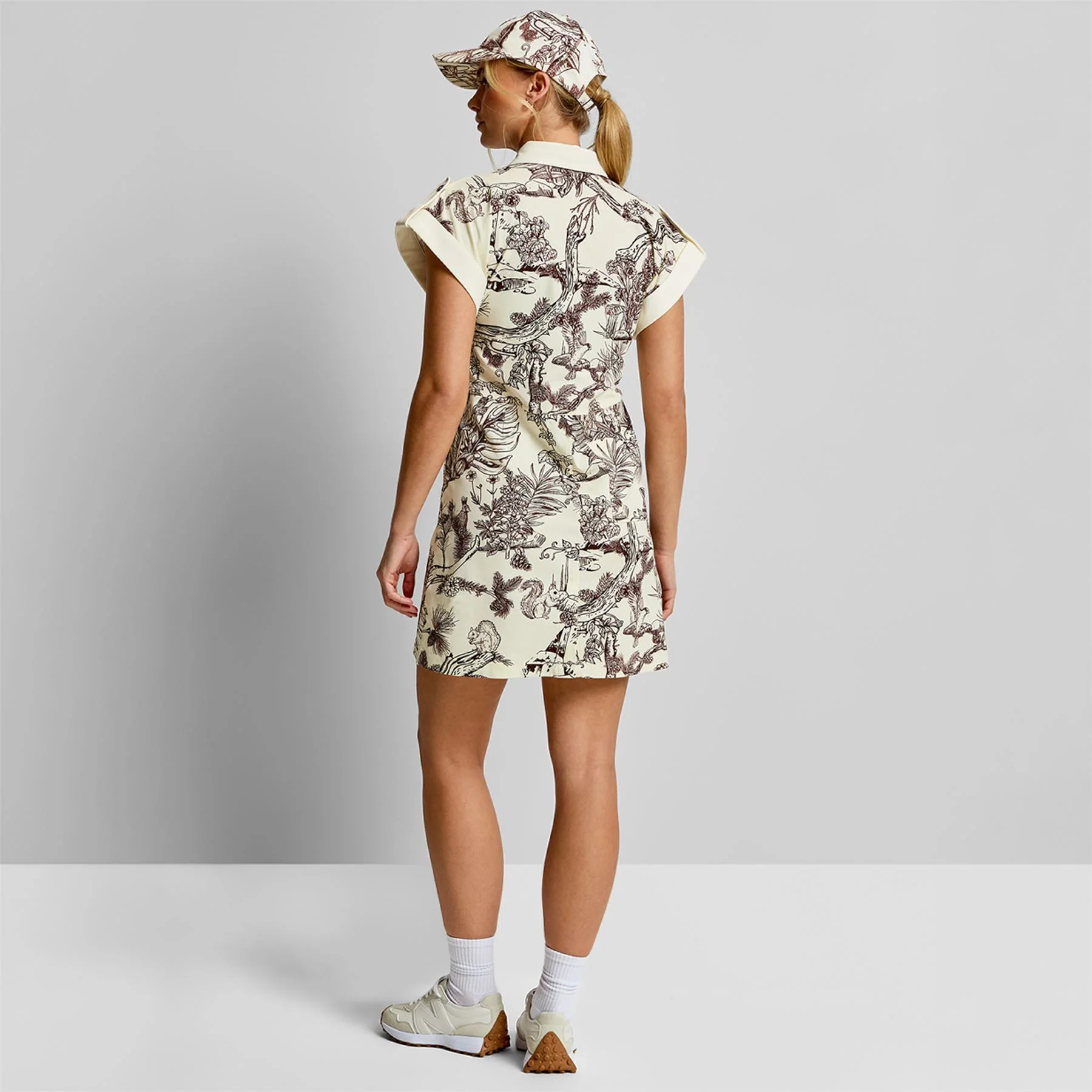 Sleeve Rolled Dress Brown Botanical - Image 2