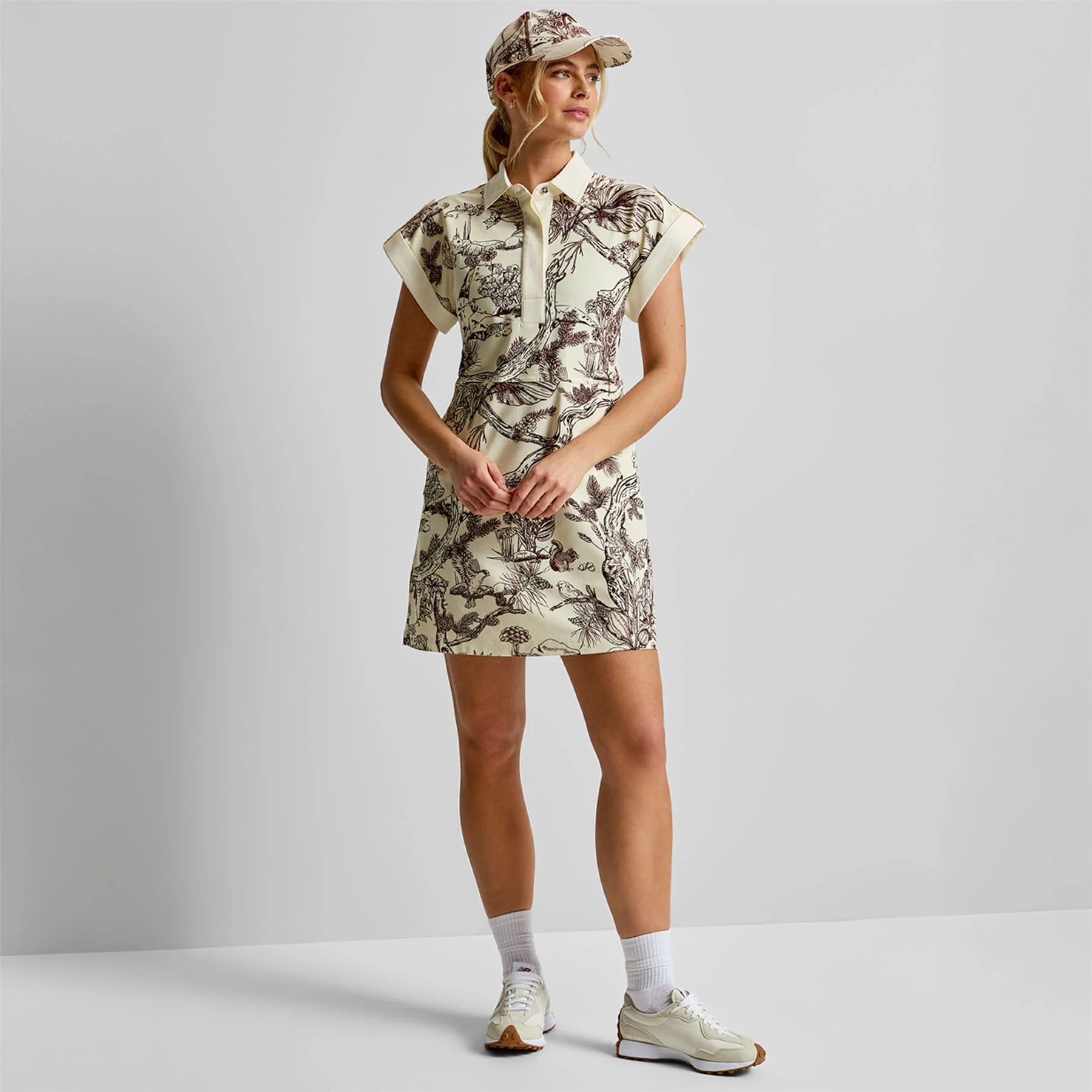 Sleeve Rolled Dress Brown Botanical - Image 3