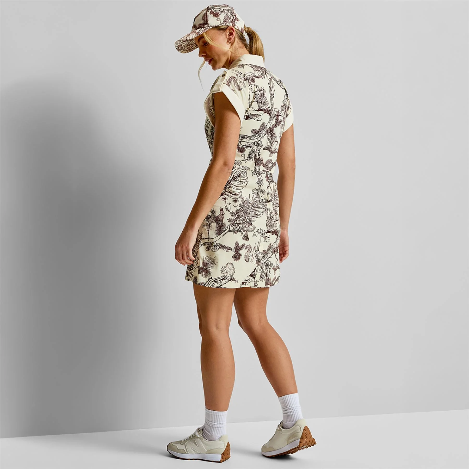 Sleeve Rolled Dress Brown Botanical - Image 4