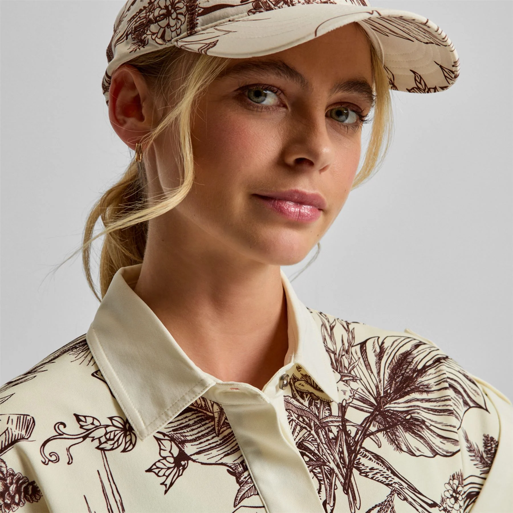 Sleeve Rolled Dress Brown Botanical - Image 6