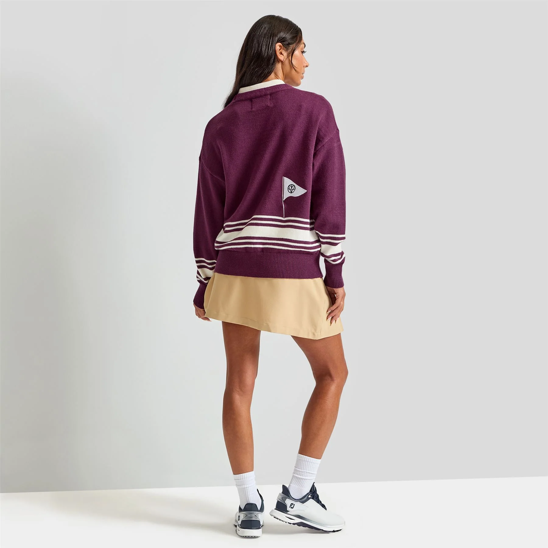 Sophie Cardigan Stripe Burgundy - Image 4