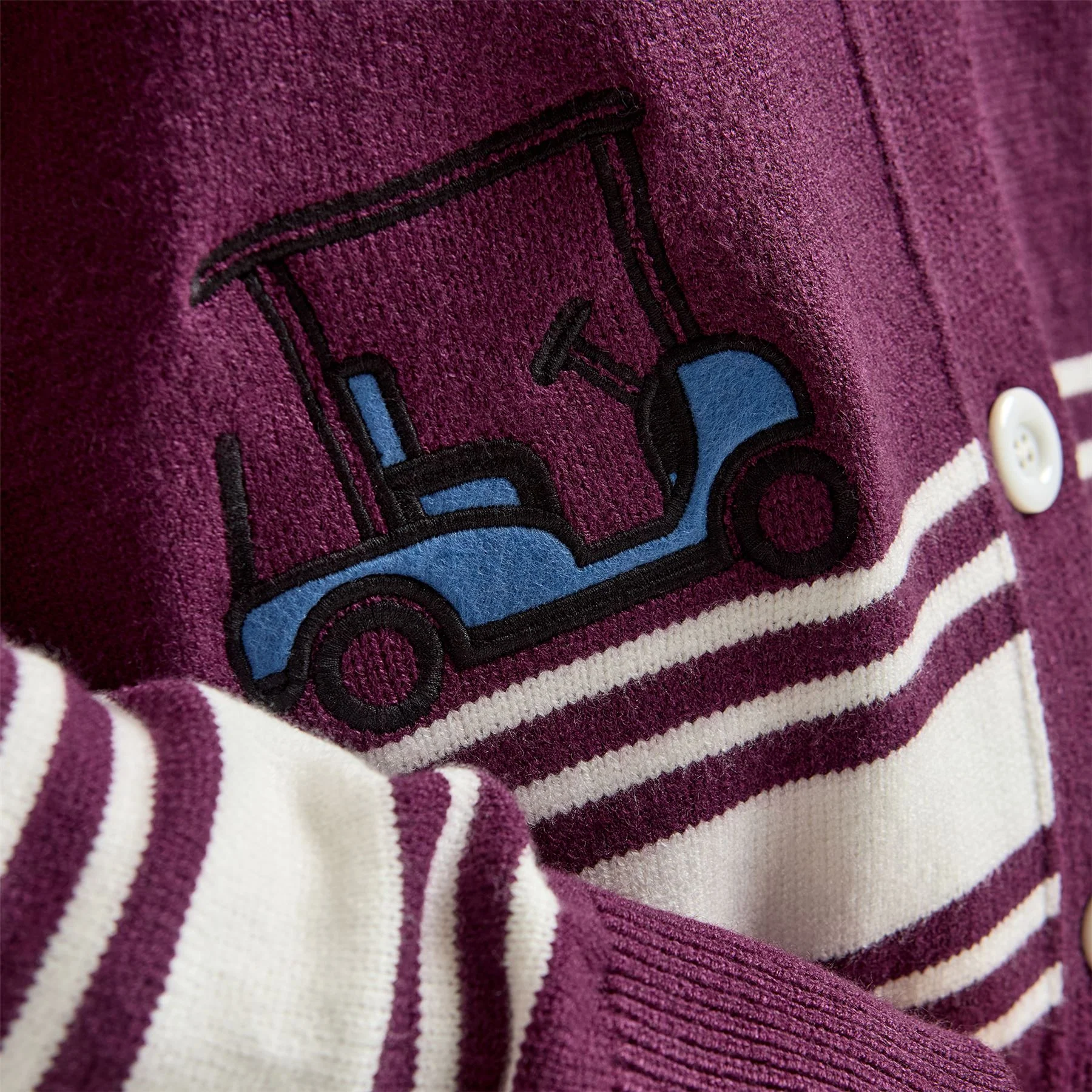 Sophie Cardigan Stripe Burgundy - Image 5