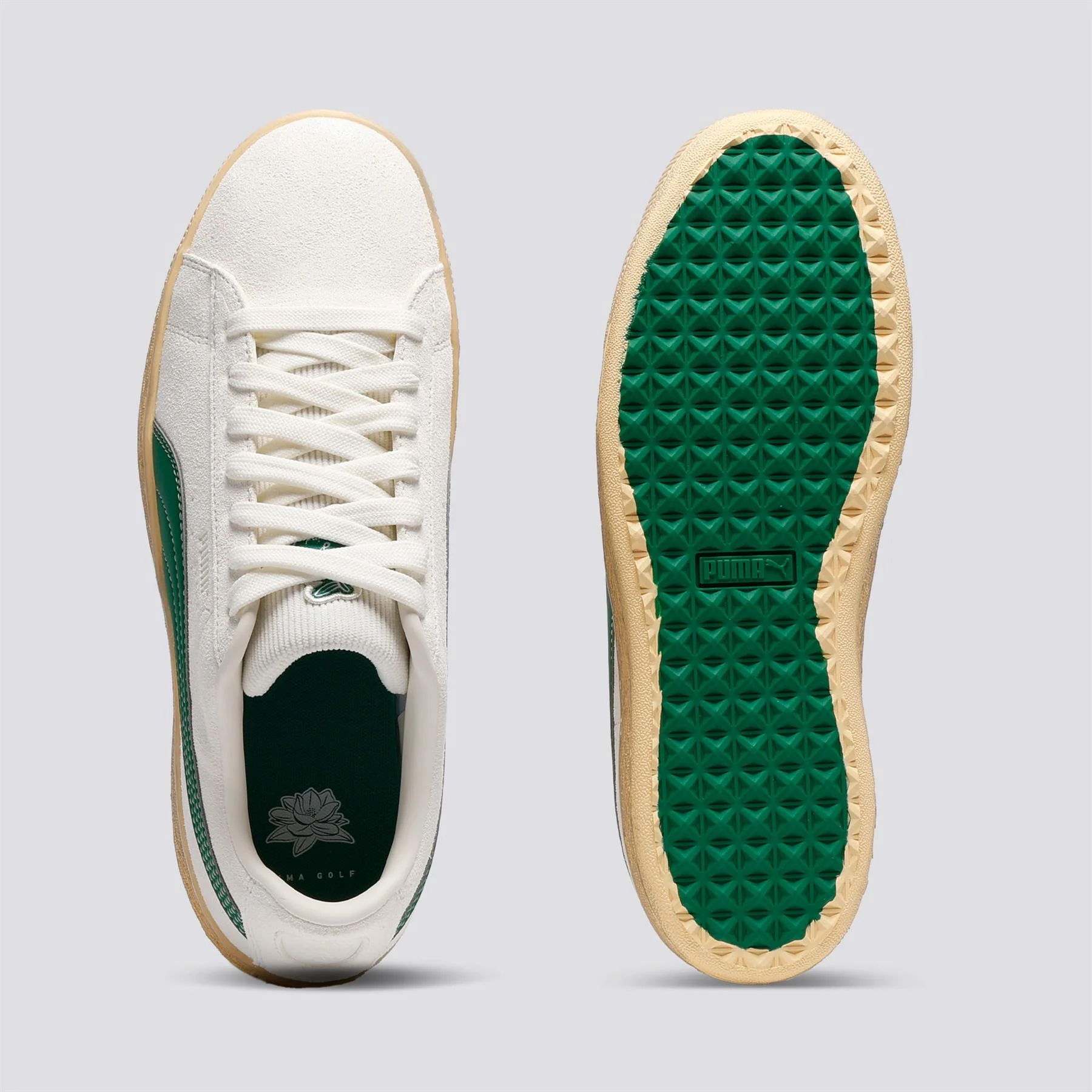 Suede G 30904 Spikeless Golf Shoe Warm White/Luso Green - Image 2