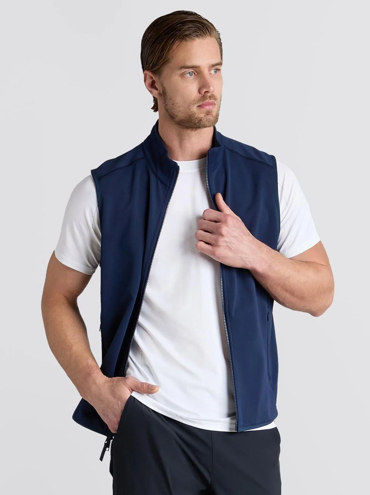 Tech French Terry Fill Zip Gilet Twilight