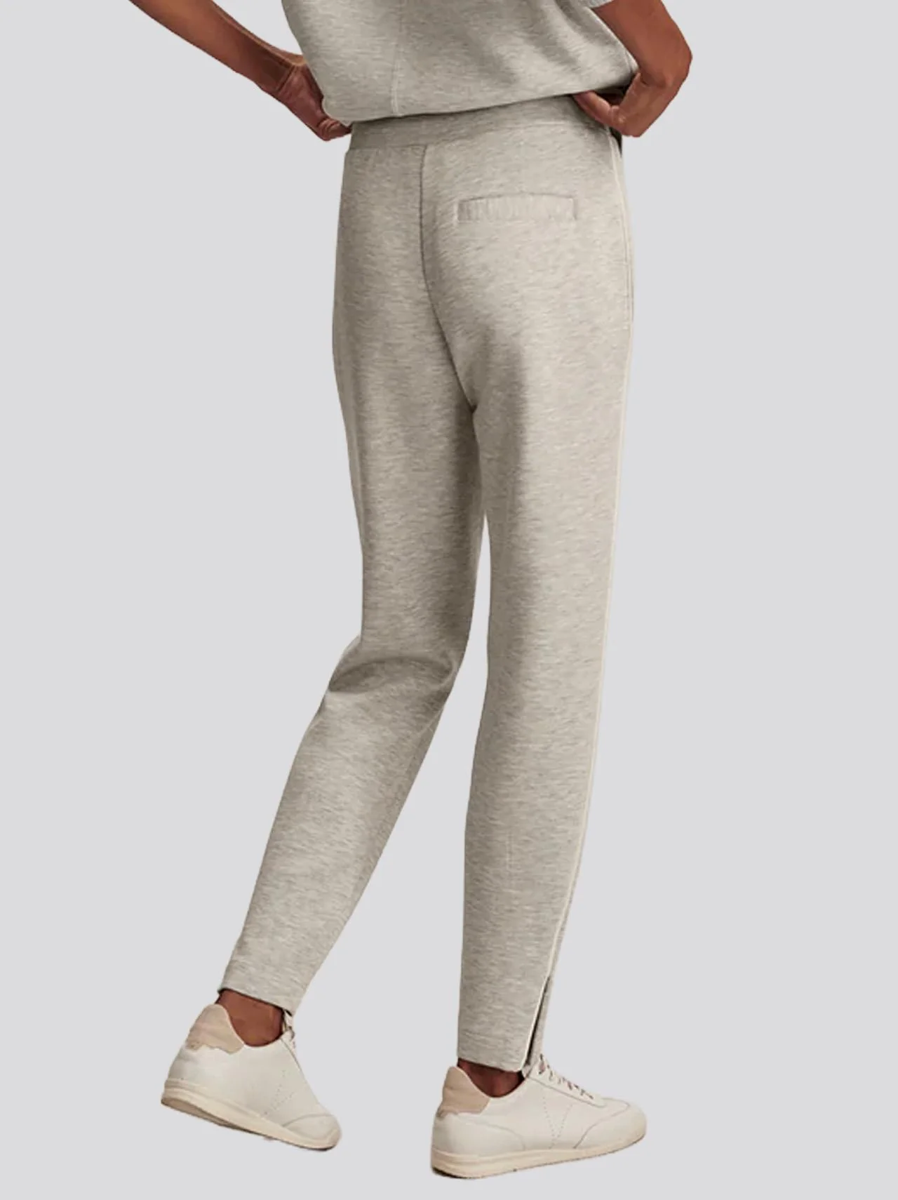 The Slim Pintuck 27.5 Inch Pants Light Grey Marl - Image 2