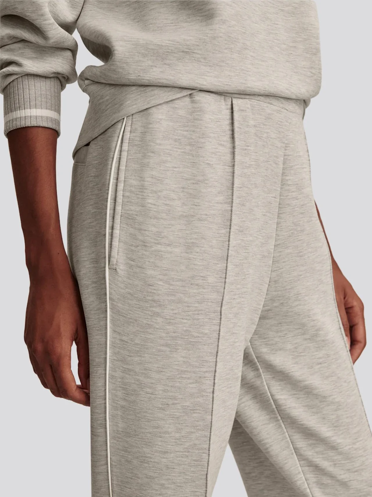 The Slim Pintuck 27.5 Inch Pants Light Grey Marl - Image 4