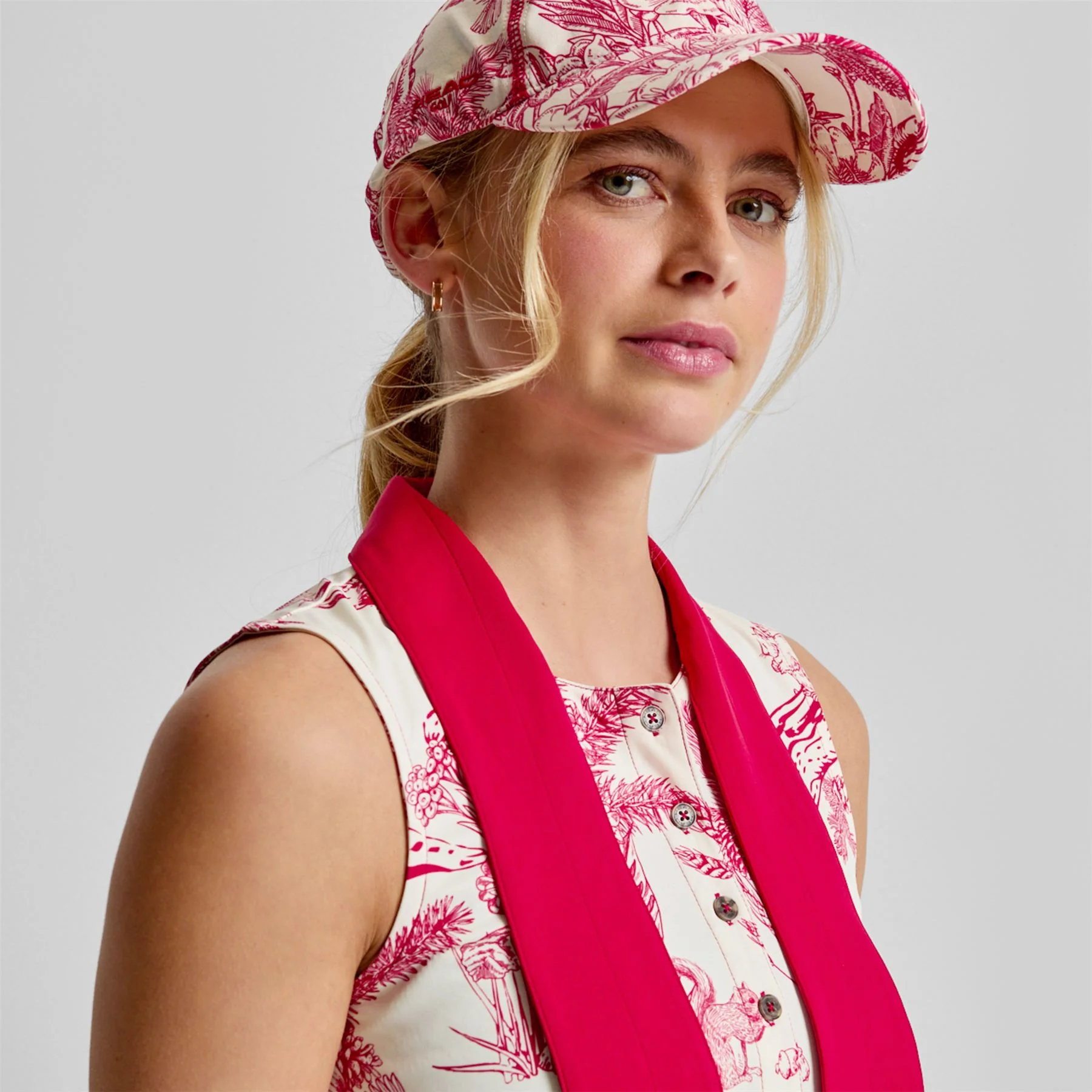 Tie Collar Top Red Botanical - Image 5