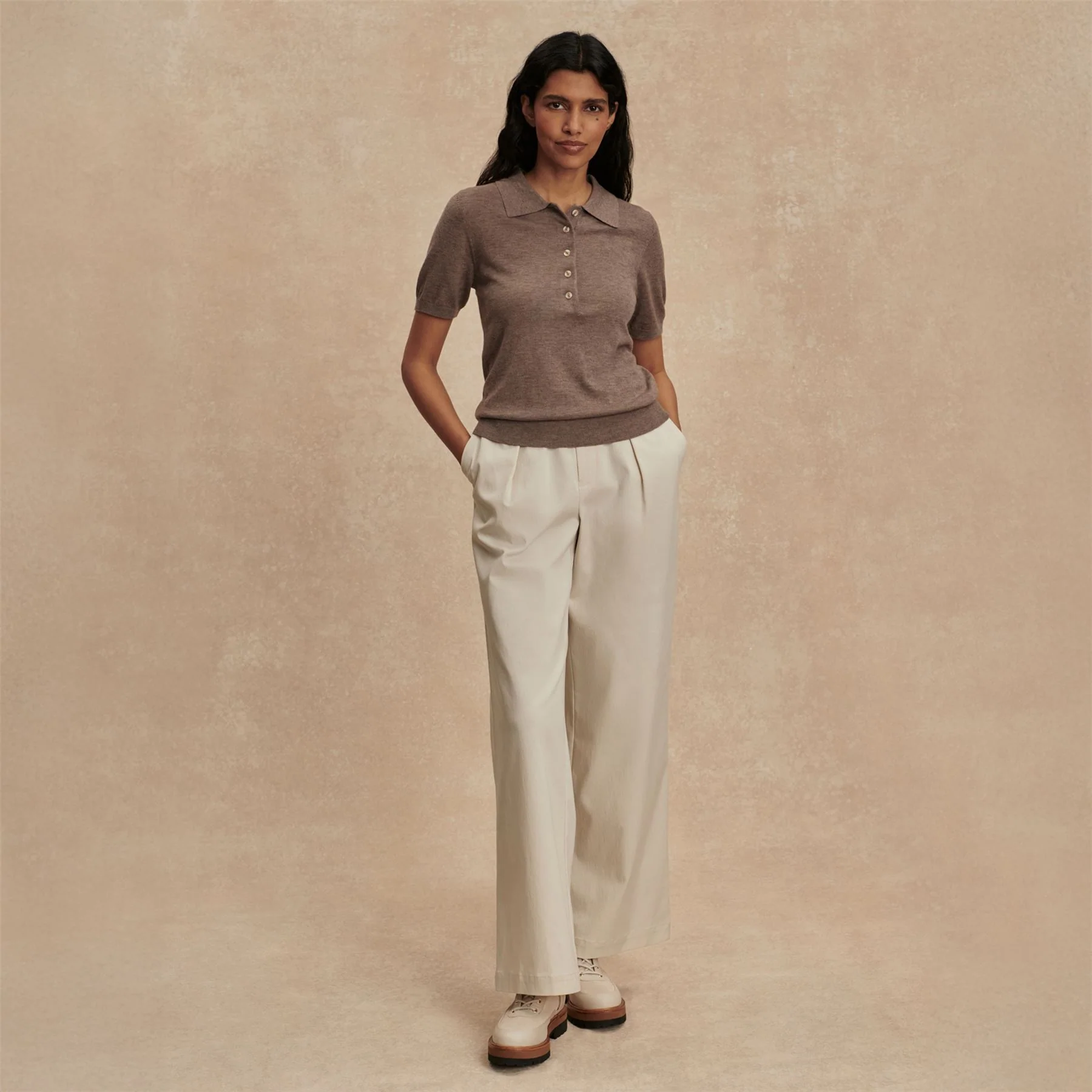 Toni Fine Knit Polo Cinder Marl - Image 3
