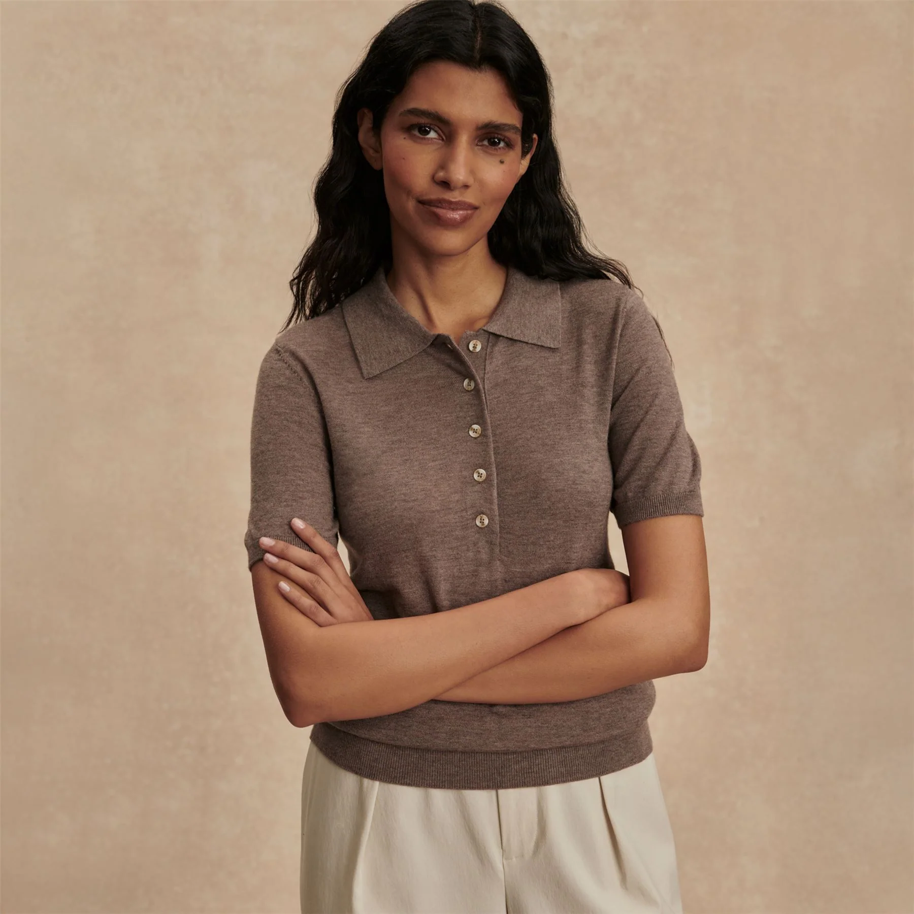 Toni Fine Knit Polo Cinder Marl - Image 4