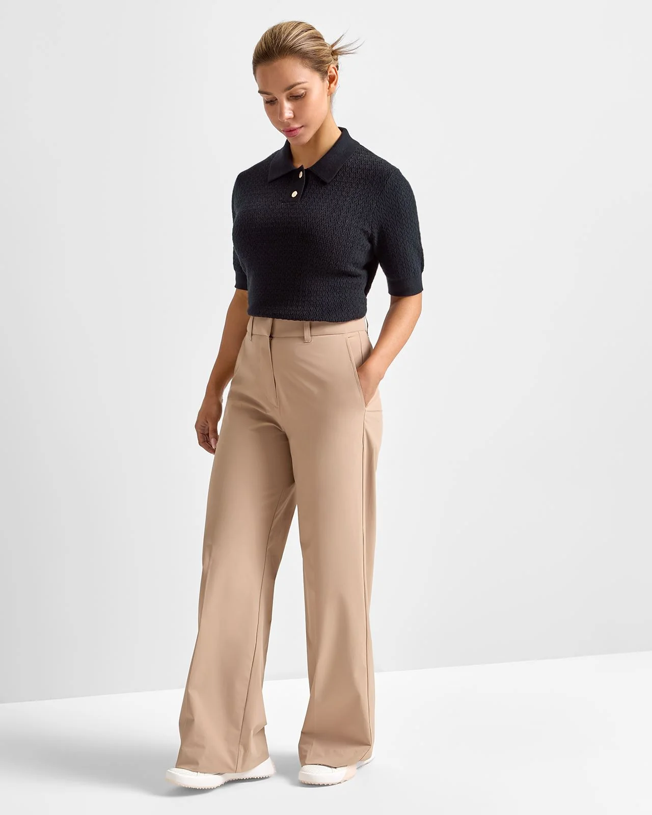 Toni Wide Leg Soft Trousers Sand - Image 3