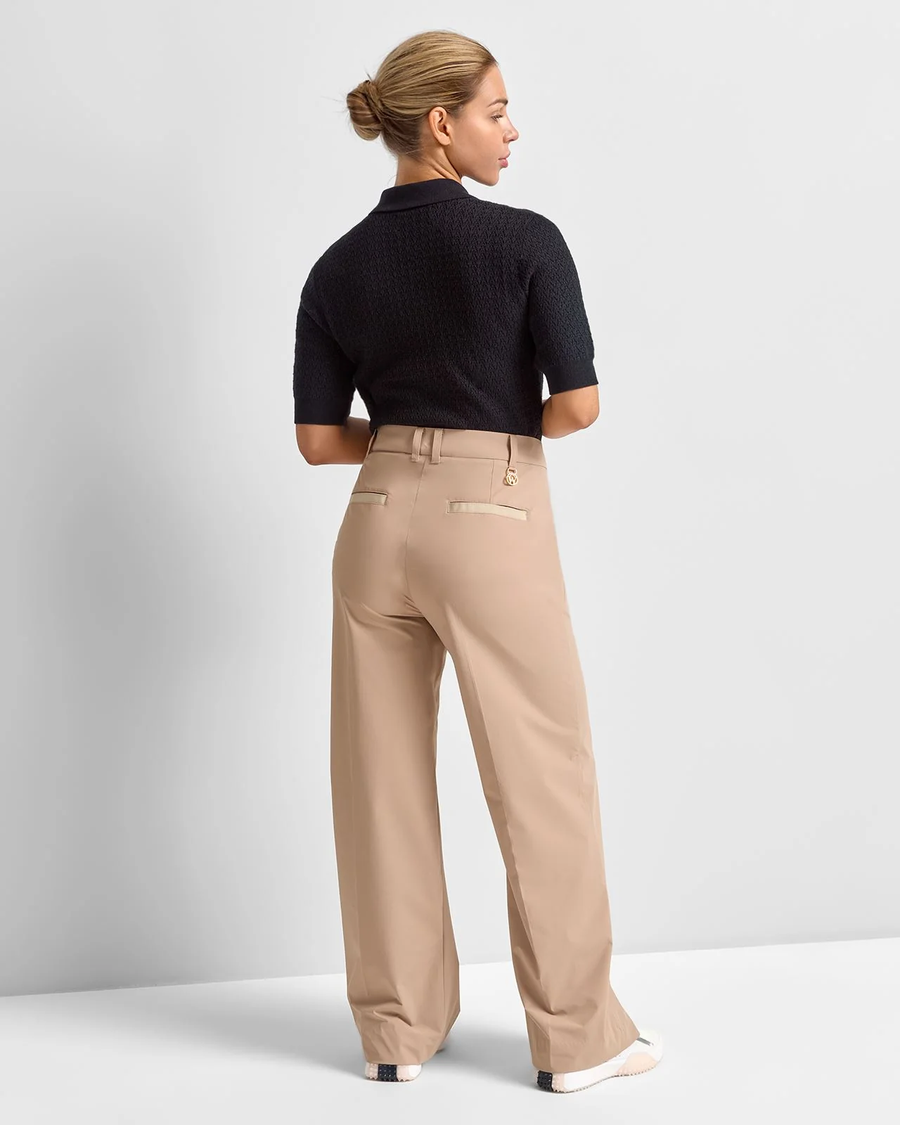 Toni Wide Leg Soft Trousers Sand - Image 4