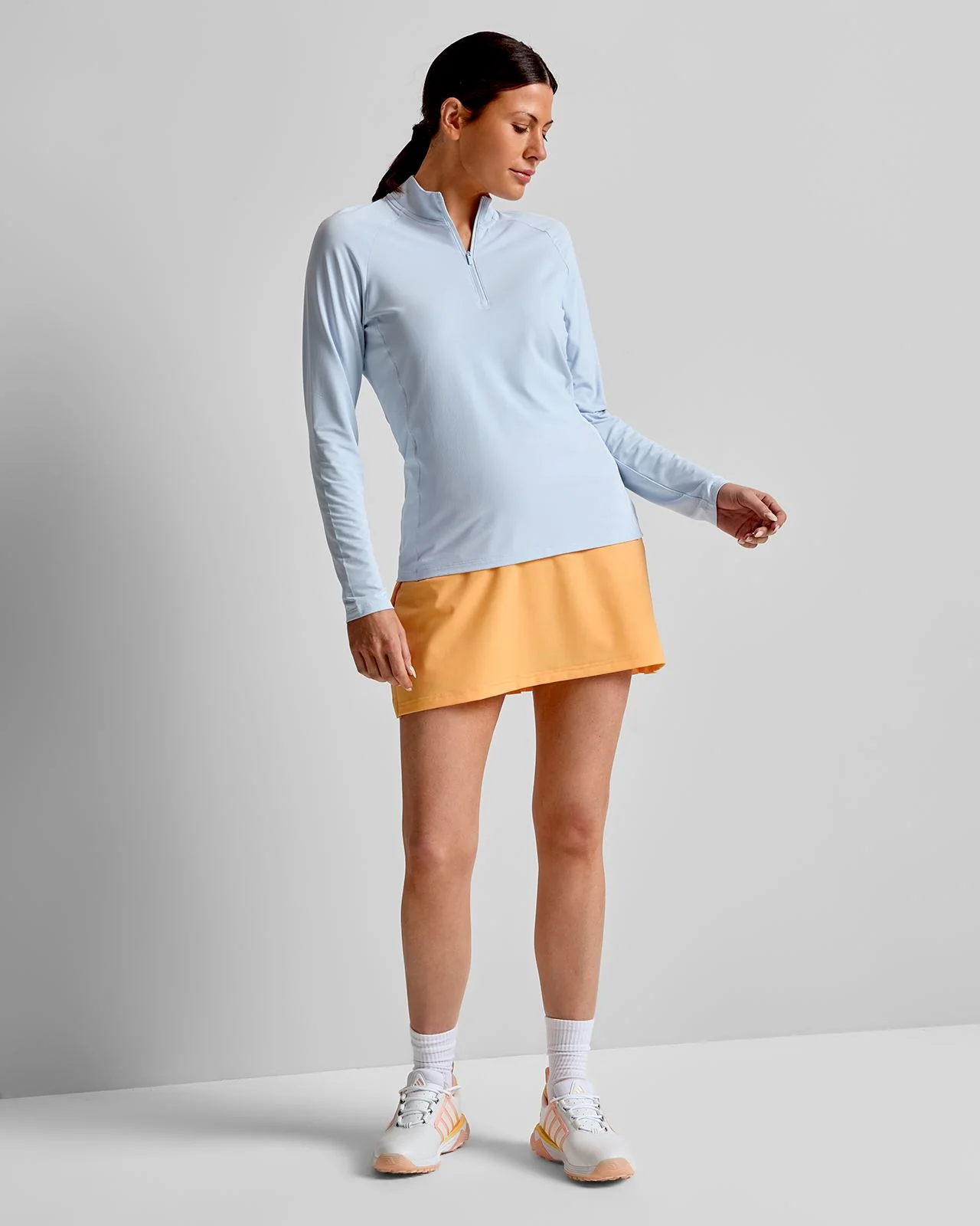 Ultimate365 Solid Quarter Zip Mock Neck Crystal Sky - Image 3