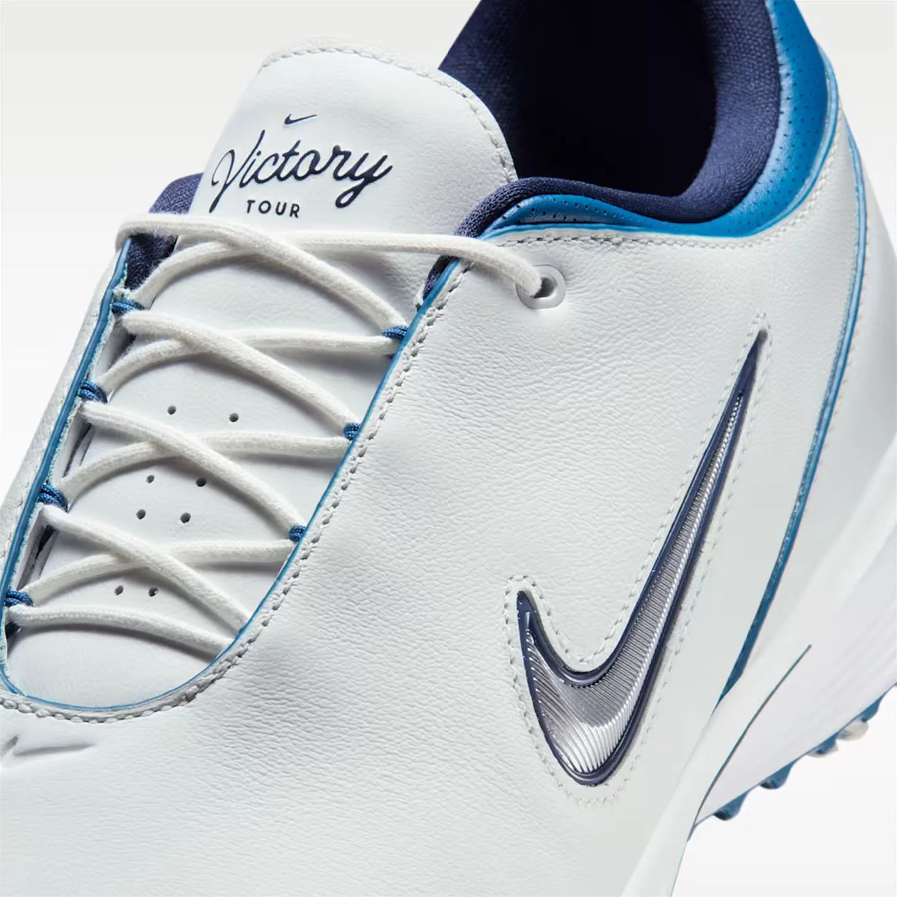 Victory Tour 4 Spiked Golf Shoes Summit White/Metallic Silver/Court Blue - Image 7