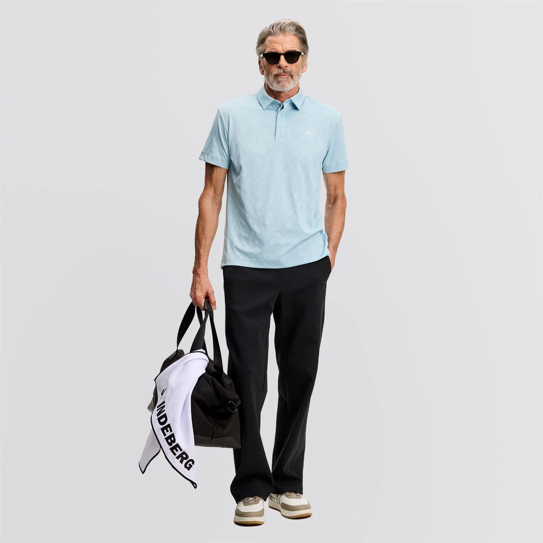 Wilhelm Mesh Jacquard Polo Forget-Me-Not - Image 3