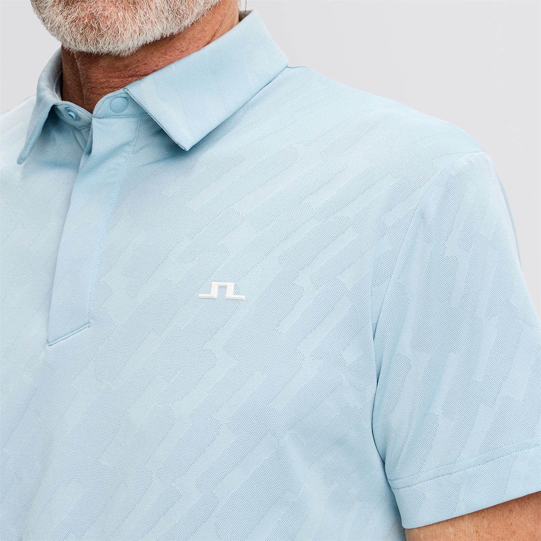Wilhelm Mesh Jacquard Polo Forget-Me-Not - Image 4
