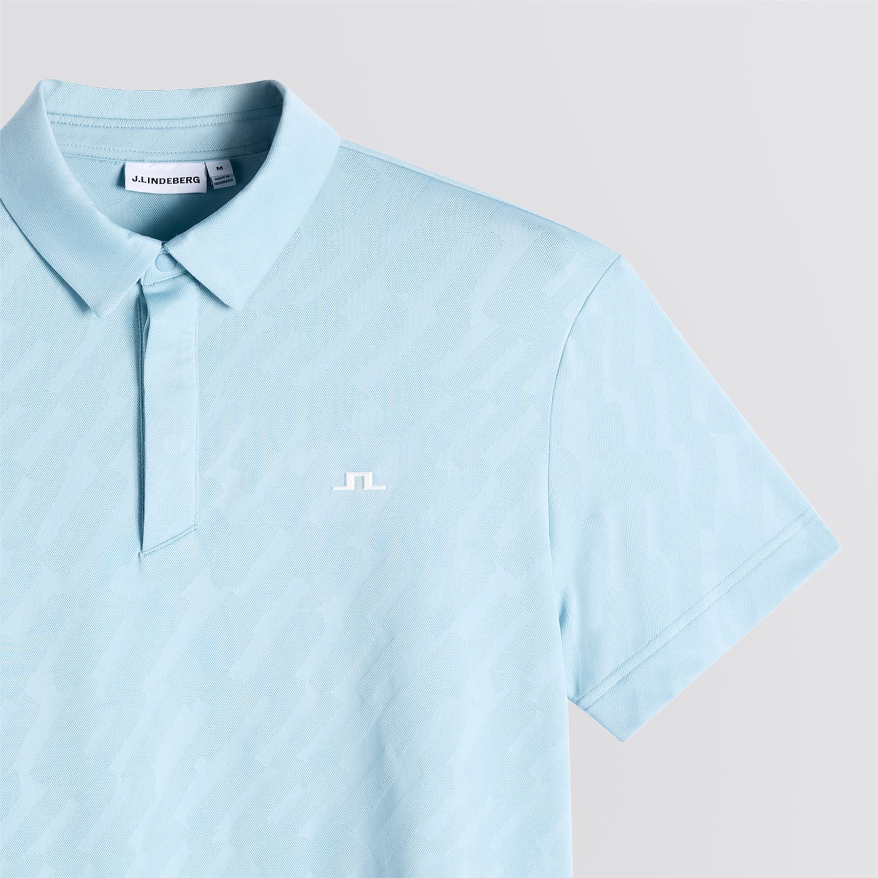 Wilhelm Mesh Jacquard Polo Forget-Me-Not - Image 5